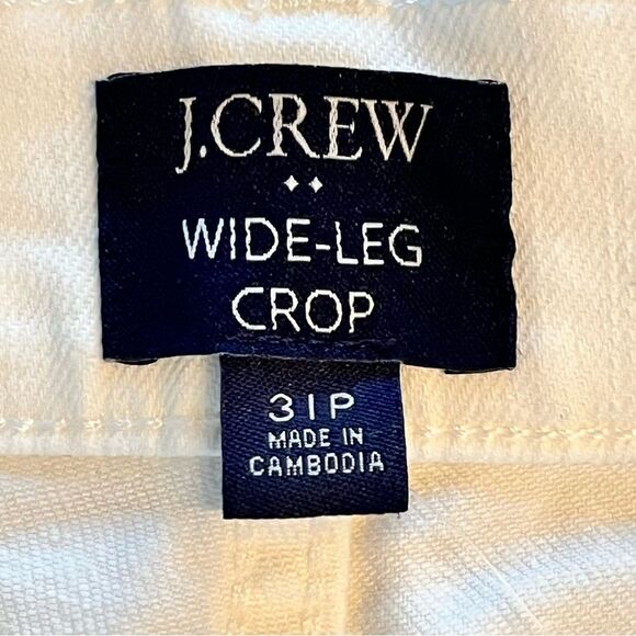 J. Crew Wide Leg Cropped Jeans Size 31 Petite White Stretch Raw Hem NWT - Picture 6 of 8